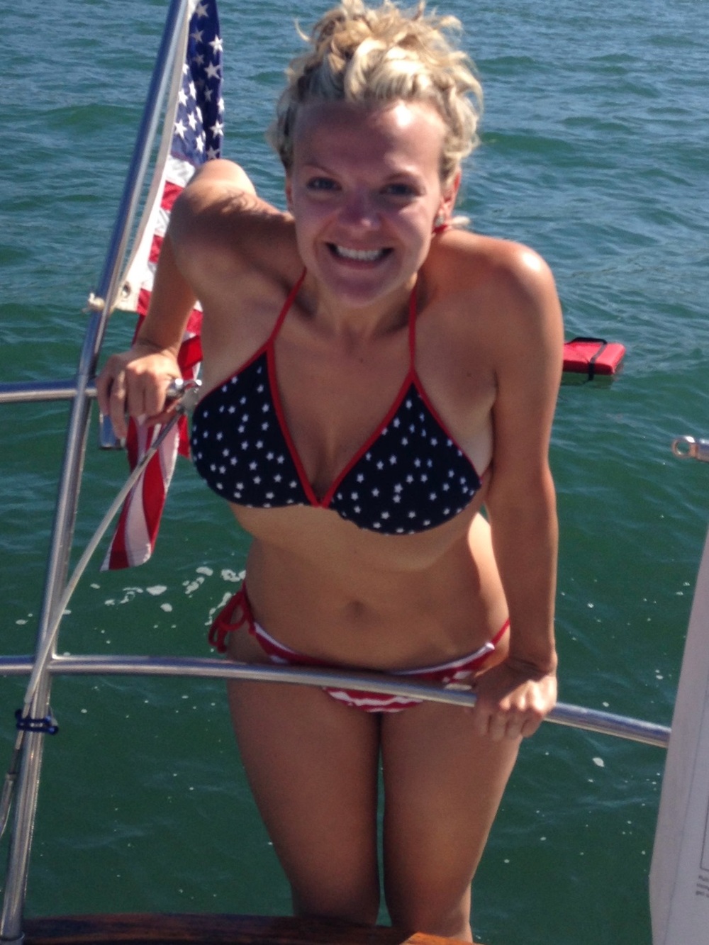 GapBody American Flag Bikini Top Size Medium Excellent Cond